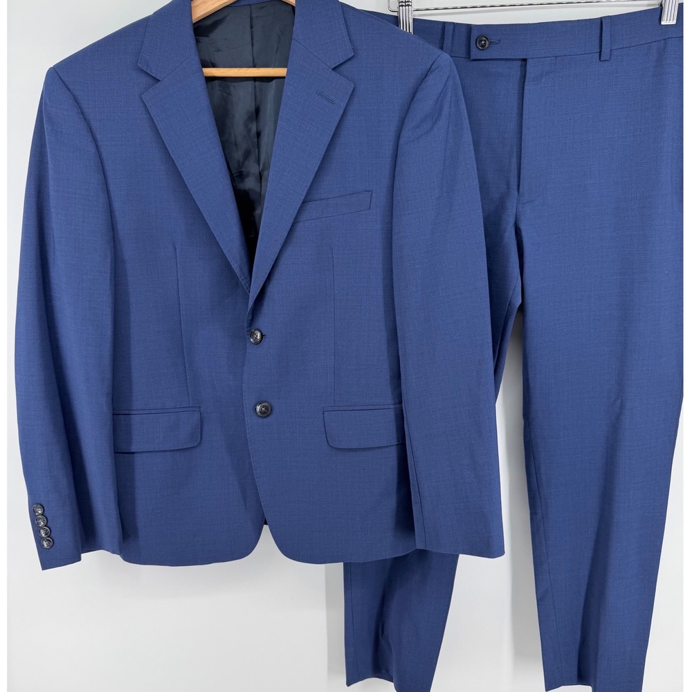 Calvin Klein Extra Slim Fit Blue Wool Blend 2 Piece Suit 40S Jacket 34R Pants